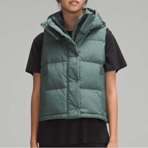 Lululemon Wunder Puff Cropped Vest medium Forest SZ 6 VEUC 🍁🌿🍁🍃🍂